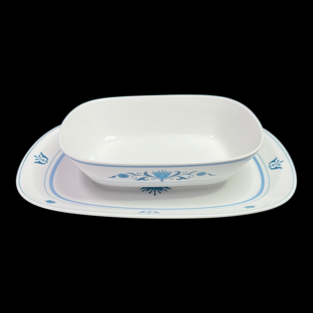 Blue Haven Noritake‎ Oval Vegetable Serving Bowl Rectangle Serving Platter 9004